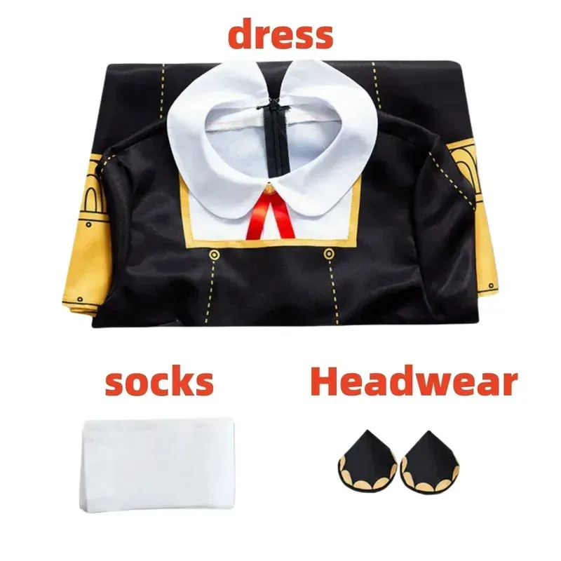 Anya Forger disfraz de Cosplay Anime espía familia niño ropa para niños Anya Cospla Kawaii vestido negro peluca de fiesta Halloween mujeres
