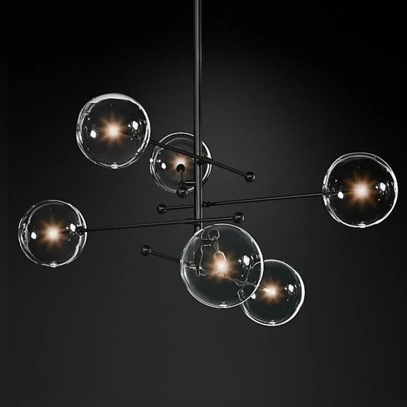 

Nordic Glass Ball Chandeliers Black Gold for Living Dining Room Bedroom Restaurant Pendant Lighting Home Decor Luster Fixture