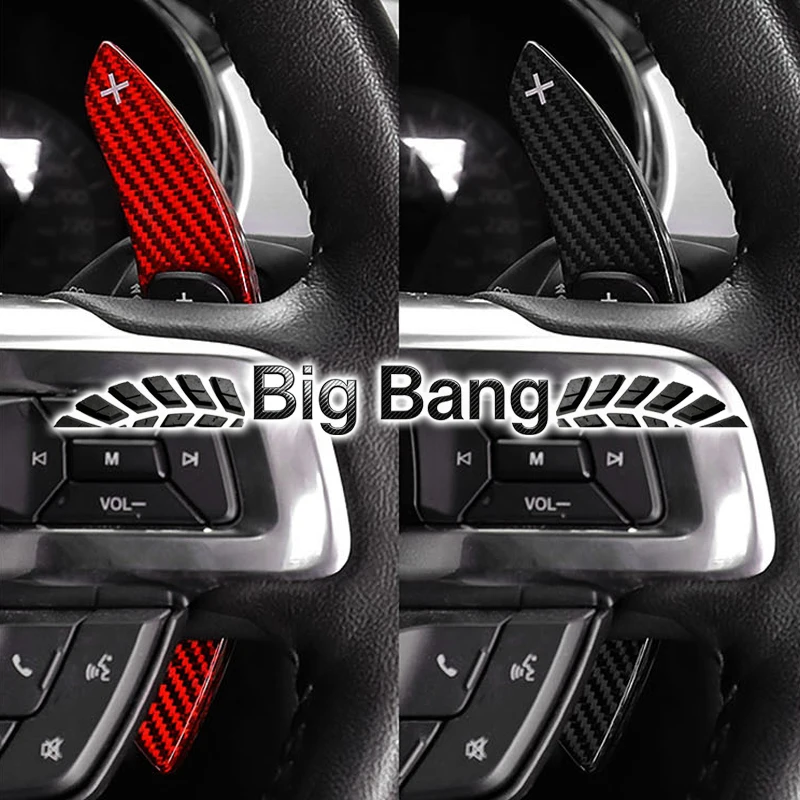 Suitable for 2015-2021 Mustang models, dry carbon fiber steering wheel, paddle shifters, carbon fiber textured car accessories. view 4