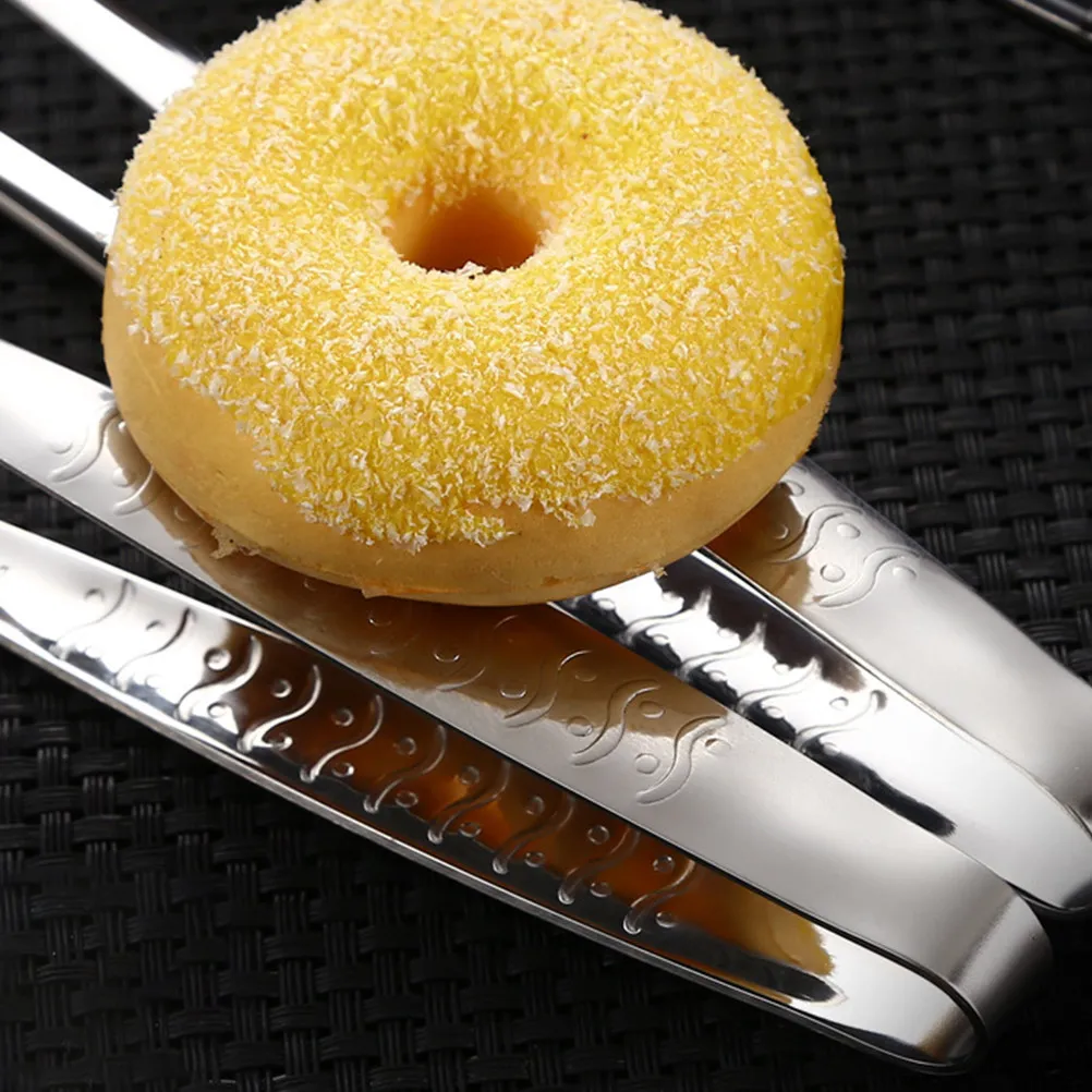 

2pcs Stainless Steak Clamps Kitchen Gadgets Heat Resistant Rust Proof Food Tongs For Bbq Buffet Serving Kitchen Gadgets