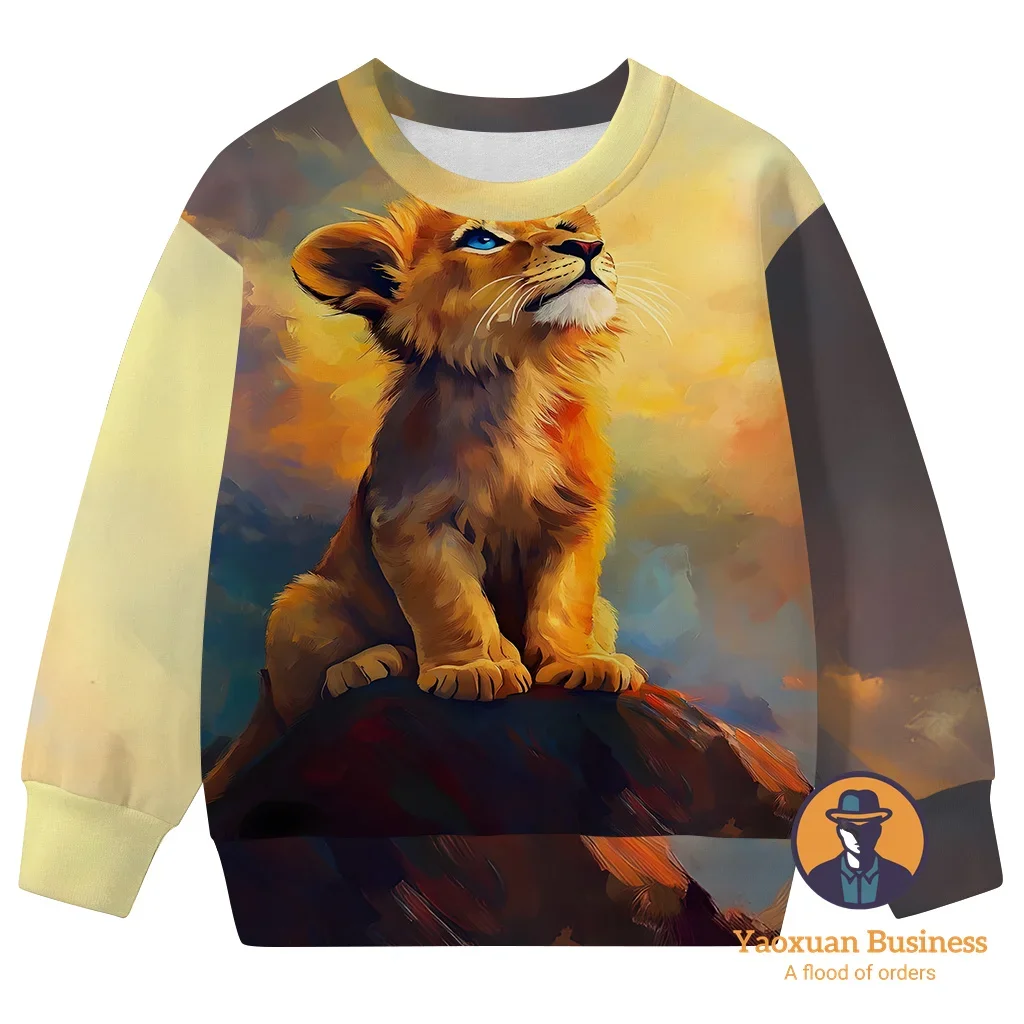 

Hot Selling 2025 The Lion King 3D Crew Neck Sweatshirt Kids Teens Boys Girls Cartoon Print New Summer Trendy Best Fashion