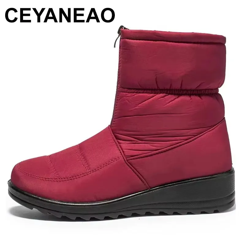 

2025 New Platform Waterproof Snow Boots Women Winter Thick Plush Ankle Boots Woman Non Slip Warm Cotton Padded Shoes Ladies