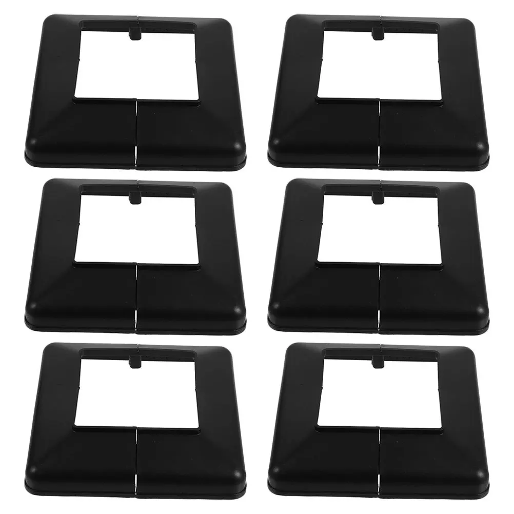 6Pcs 8x8cm Black Post Skirts Plastic for Deck Porch Railing Uv Resistant Easy to Install Hide Screws Plastic Post Base Cover