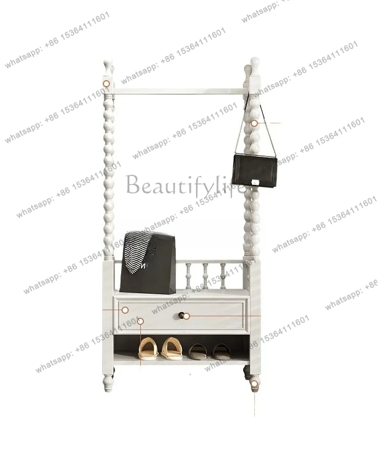 new floor-to-ceiling bedroom all solid wood white hanger integrated shelf bedside light luxury