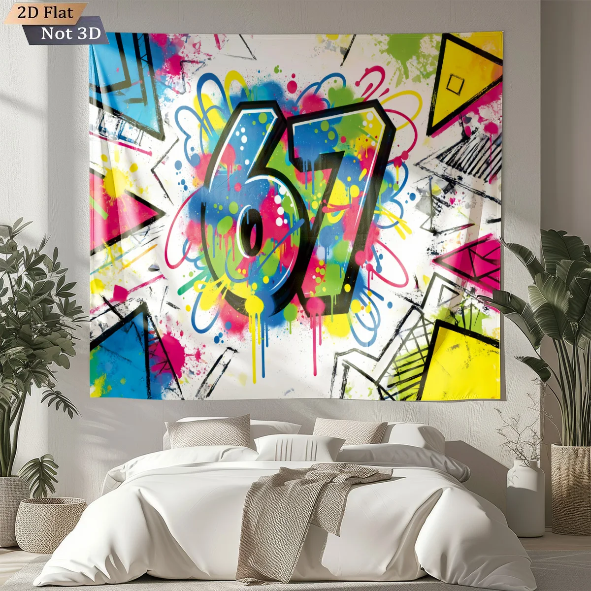 1pc Graffiti Style 67 Series Printed Tapestry Living Room Background Wall Art Decoration Multi Size Space Pendant