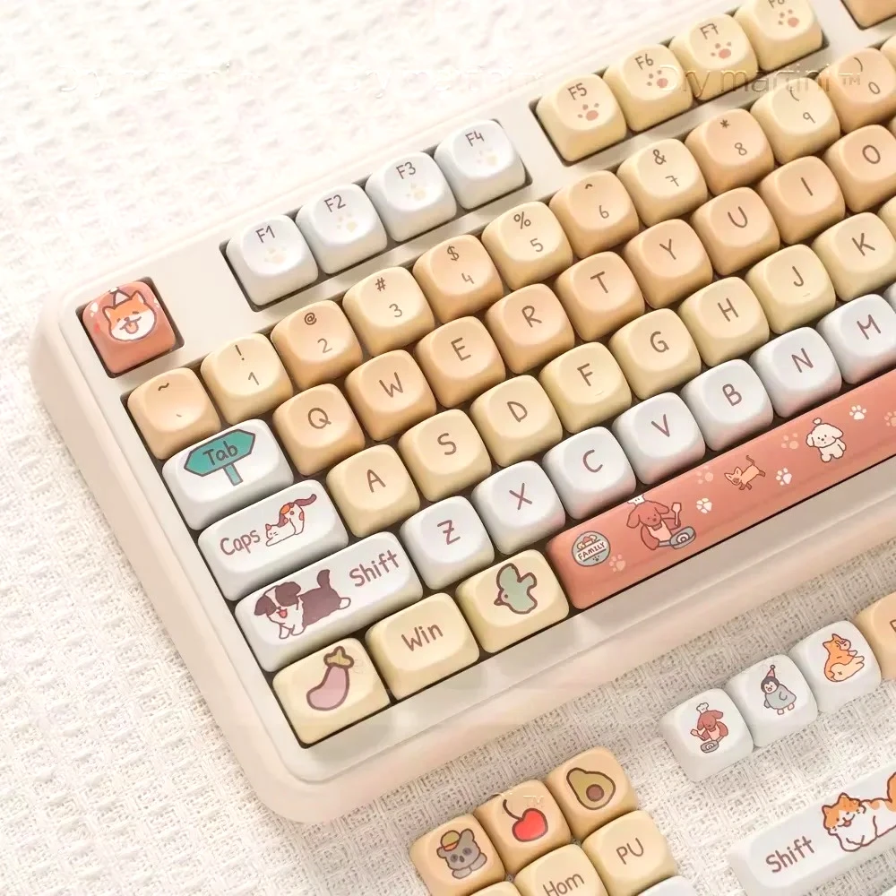 

Pet Park 132 Key PBT MOA Keycaps, Cute Keycaps, Suitable for Mechanical Keyboard 61/64/68/75/84/87/96 Layout