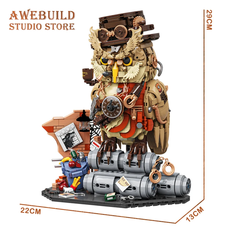 1286Pcs Mech Owl Detective Building Blocks Set Cyberpunk Magic Animal DIY Creative Bricks 3D Model STEM Toy Adult Birthday Gifts view 5