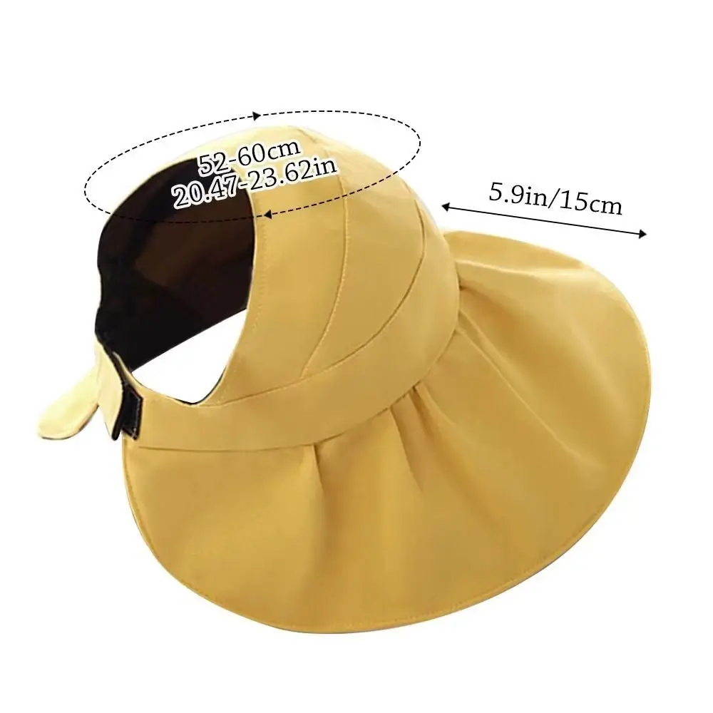 Moda proteção uv grande viseira chapéu de sol vazio superior aba larga verão boné de sol estilo coreano dobrável protetor solar balde chapéu ao ar livre