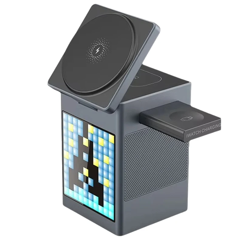 

Bluetooth Speaker 3-In-1 Wireless Charger For Iphone 16 15 14 13 12 Fast Charging Station For Apple Watch 9 8 7 6 5 4