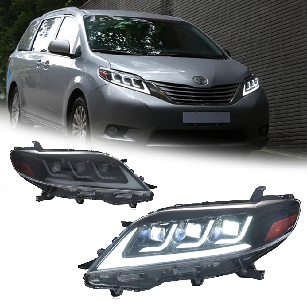 

Светодиодные фары для TOYOTA SIENNA 11-18, новый стиль, полностью светодиодные DRL, автомобильные фары в сборе, аксессуары для сигнала, модифицированная лампа