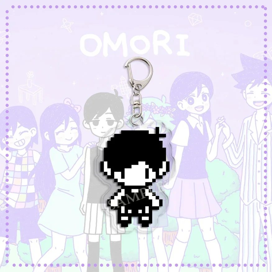 Anime Omori Pixel  Keychain Figures Basil Kel Sunny Pendant Keyring Chain Accessories Bag Men Women Gift Accessories Jewelry