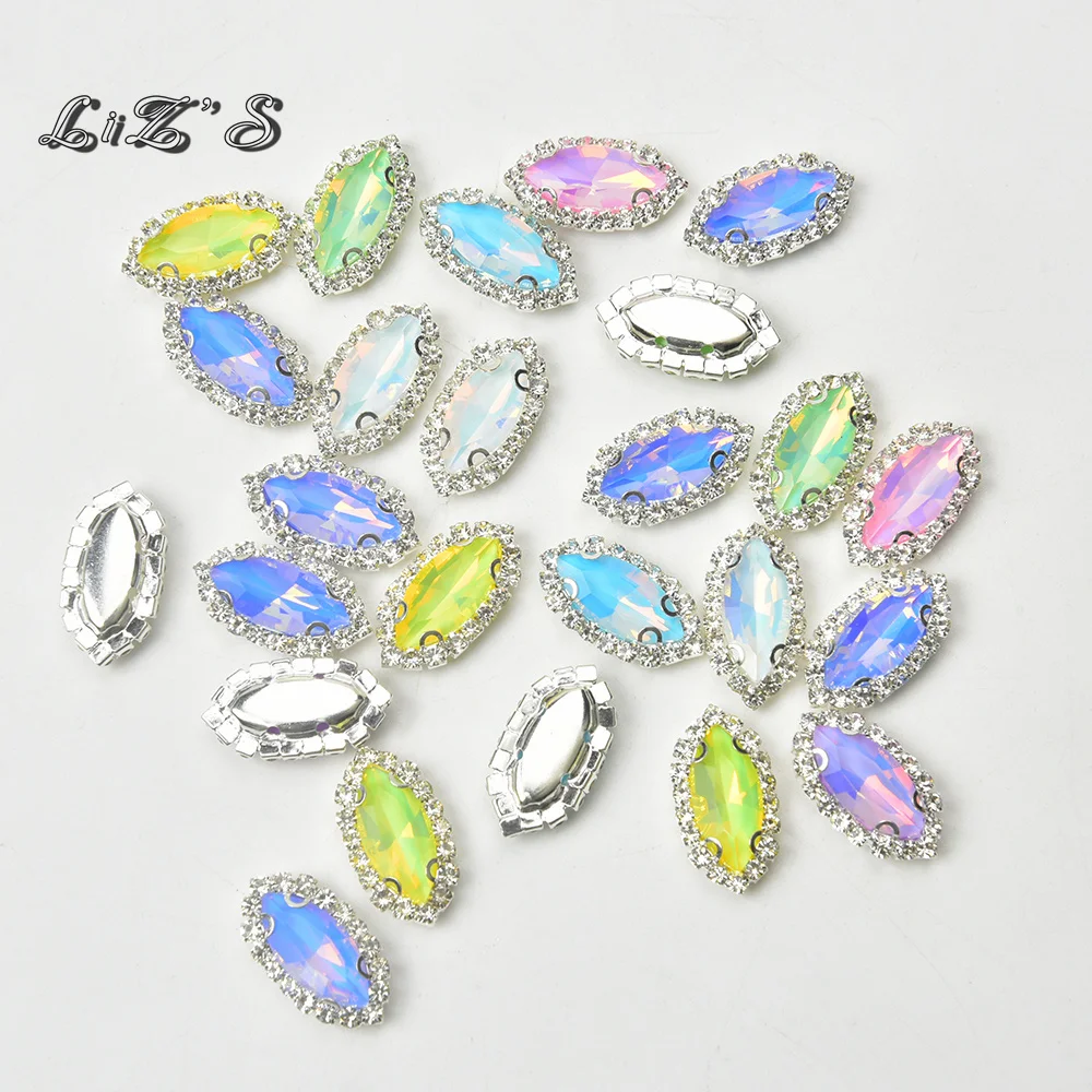 Stunning Mocha Color Rhinestone Stitching Base 7x15mm Dshape Claws Flat Back Colorful Jewelry Accessories DIY Bags Shoes Garment