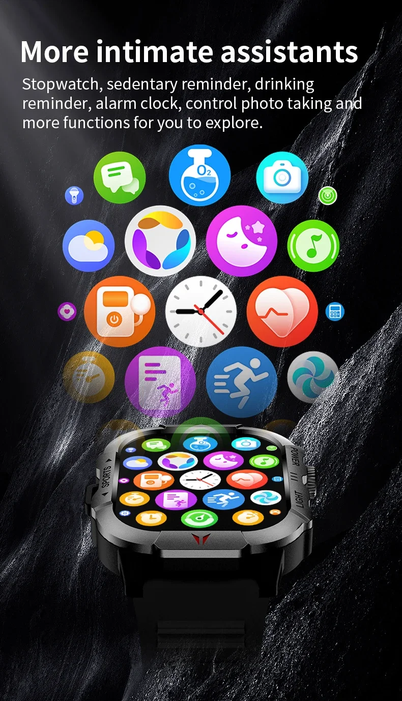 Gaines LED Light Smart Watch Men X31 Large Screen BT Call Outdoor Flashlight Health Montoring Sport Fitness Tracker Smartwatch