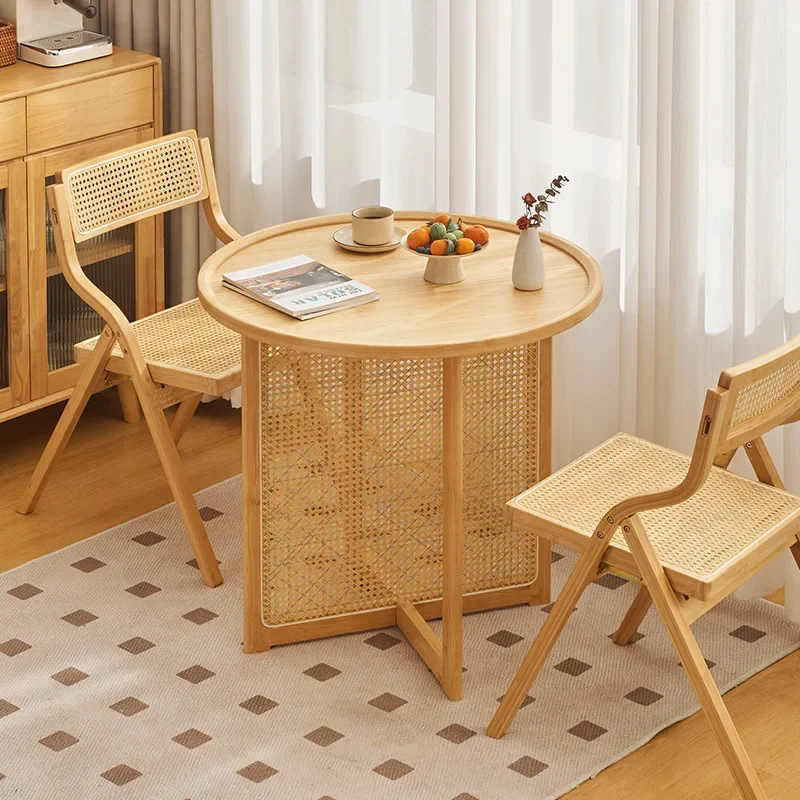 High aesthetic natural rattan woven bamboo tables and chairs, courtyard dining table, living room coffee table, leisure chairs