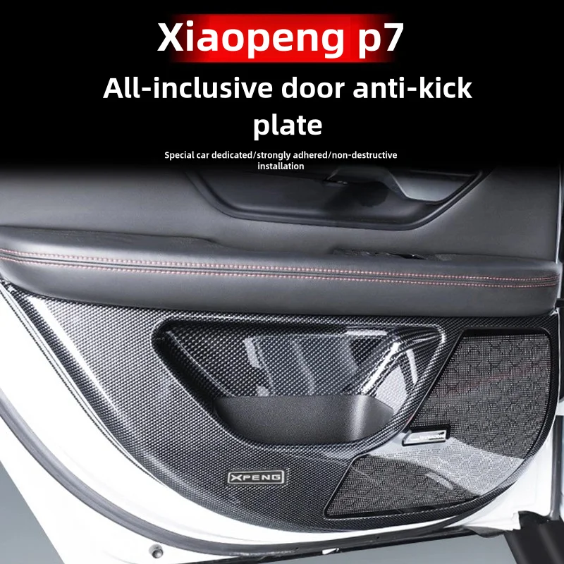 For XPeng P7 P7i 22-2024 Front & Rear Door Plate Guards ABS Inner Protector Cover Plate Trim Anti-Dirty Bumper Welcome Kick Pad