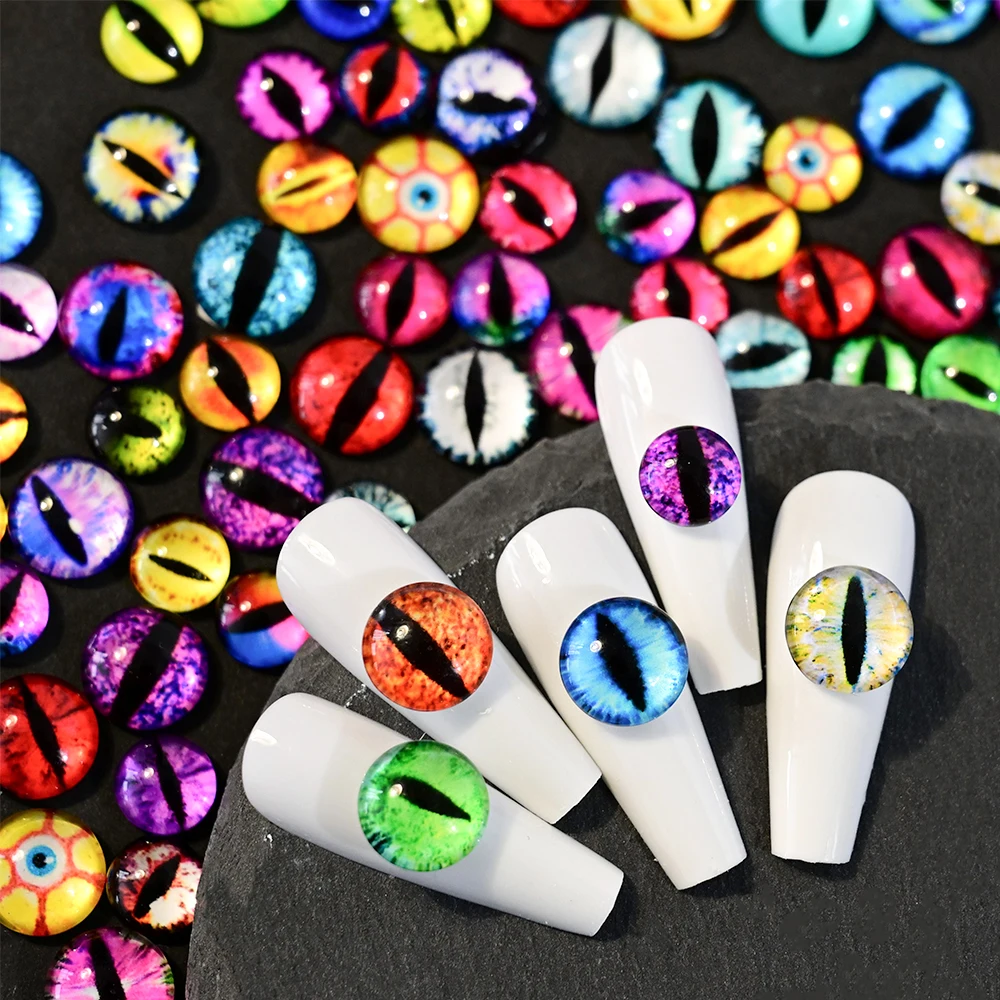10/50/100 Stuks Halloween Devil Eye Steentjes Nail Art Charm 3D Gemengde Kleur Y2K Kat Ogen nagel Decoraties Gem DIY Nai Accessoires