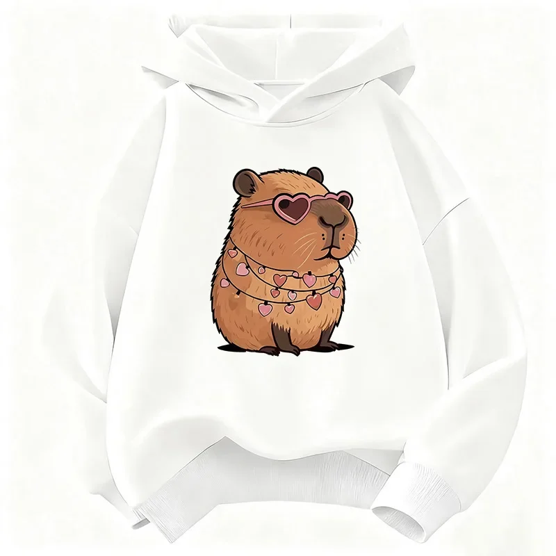 Capybara Hoodie, süß, Kawaii, Herz, Liebe, Kinder, Cartoon, Sonnenbrille, ästhetisch, Oversized, lässig, Sport-Sweatshirts – Detail 8