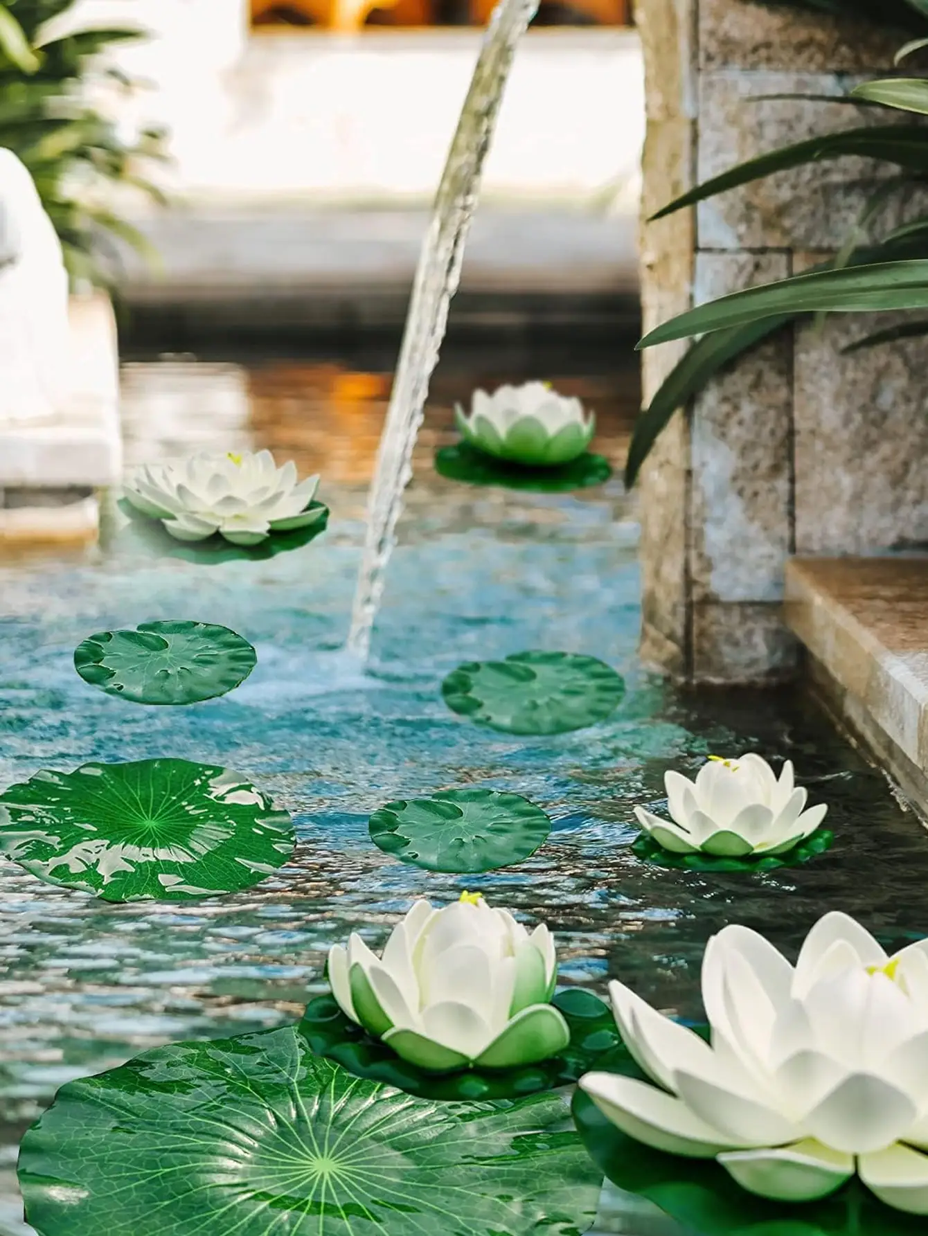  1/5/10pcs Pink Color Water Lily Lotus Artificial Decoration Flower Eva Floating On Water Garden Pond Outdoor Party Decoration