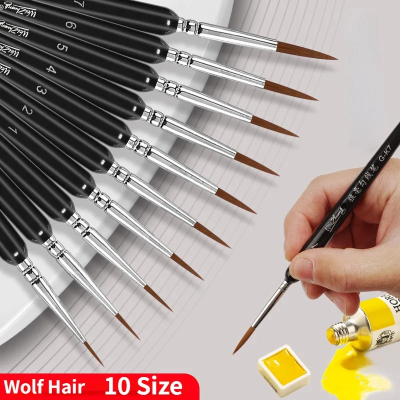 11 PCS Detail Paint Brush Set Miniature Fine Tip Paint Brush for Acrylic Painting, Watercolor, Face, Crafts, Line Drawing Artist