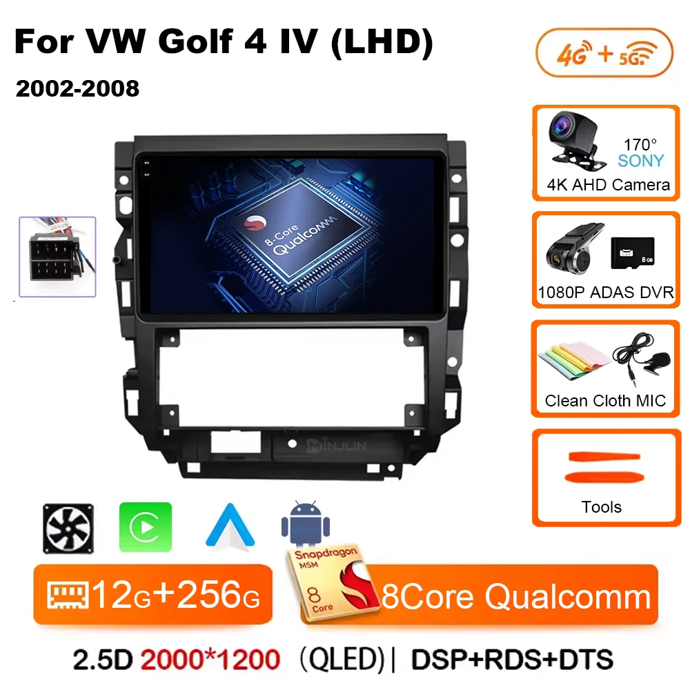 Android 15 Autoradio Voor Volkswagen VW Golf 4 Jetta MK4 Klassiekers Auto Multimedia Speler Stereo Carplay Auto Audio GPS Geen 2 DIN