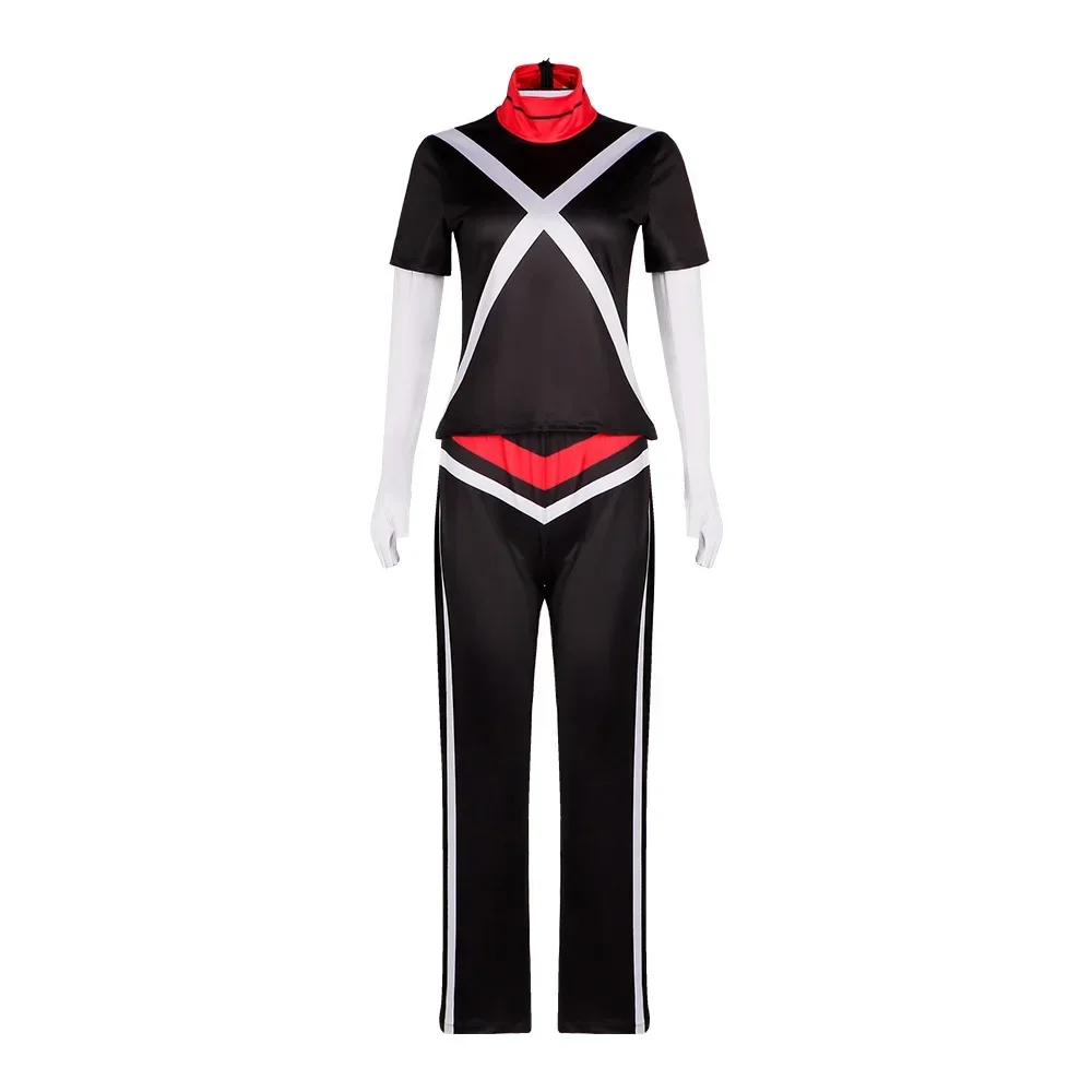 Anime Hazbin Vaggie Cosplay Costume Adult Women Jumpsuit Black Bodysuit Top Pants Halloween Outfit Uniform Performance