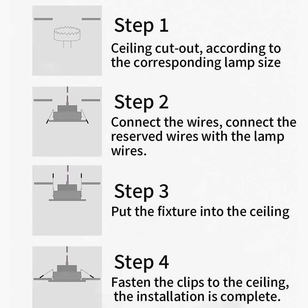 Lampu LED Downlight 4000K AC220V-240V, lampu LED langit-langit tersembunyi 10W, lampu alam potongan terbuka 75MM