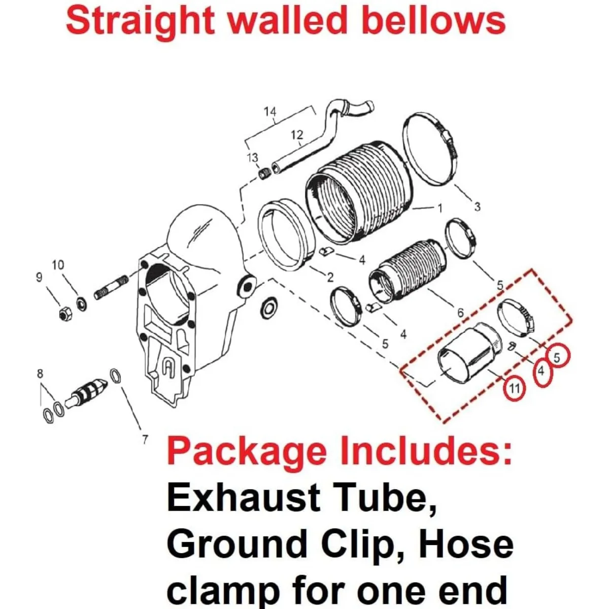 78458A1 Bell Housing Exhaust Tube for Mercury MerCruiser R MR Alpha One and Bravo 1 2 3 Sterndrive 78458 18-2760