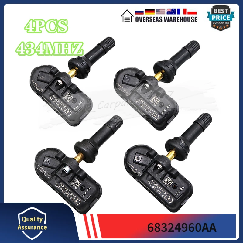 

4PCS TPMS SENSOR For Jeep Cherokee Ram 1500 2500/3500 Cargo Van Tire Monitor System Pressure Sensor 68324960AA 68324960AB