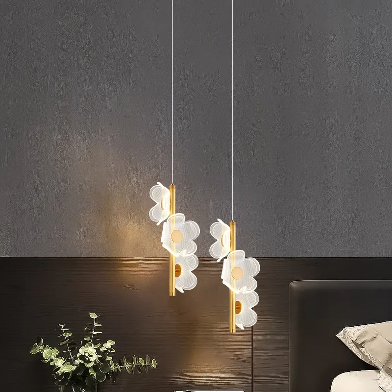 Nordic LED Pendant Lamp Flower Design For Children Room Bedside Study Aisle Chandelier Indoor Home Decor Lighting Fixture Luster