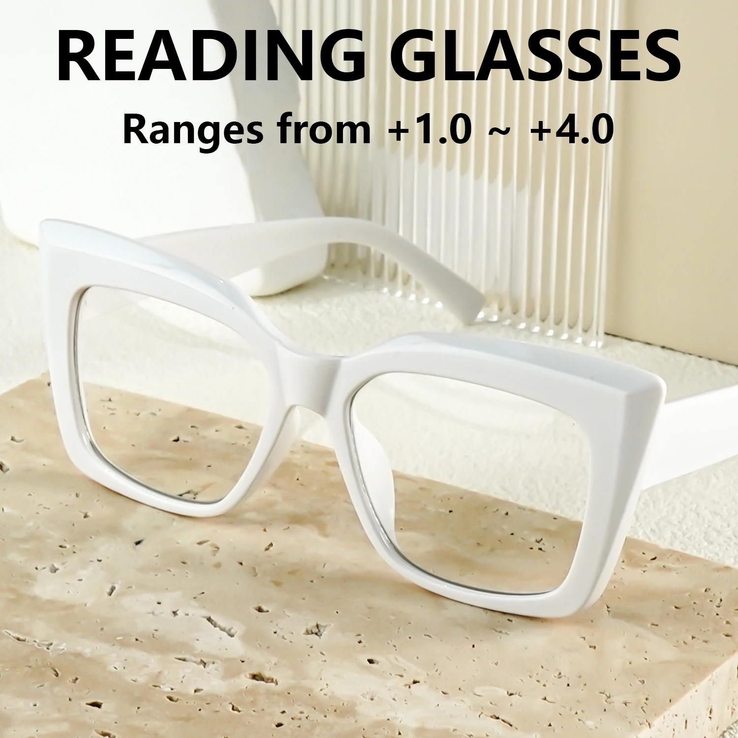 نظارات قراءة عصرية على شكل عين القطة للنساء والرجال، إطار كبير، نظارات قصر النظر الشيخوخي للمنزل والسفر والحفلات