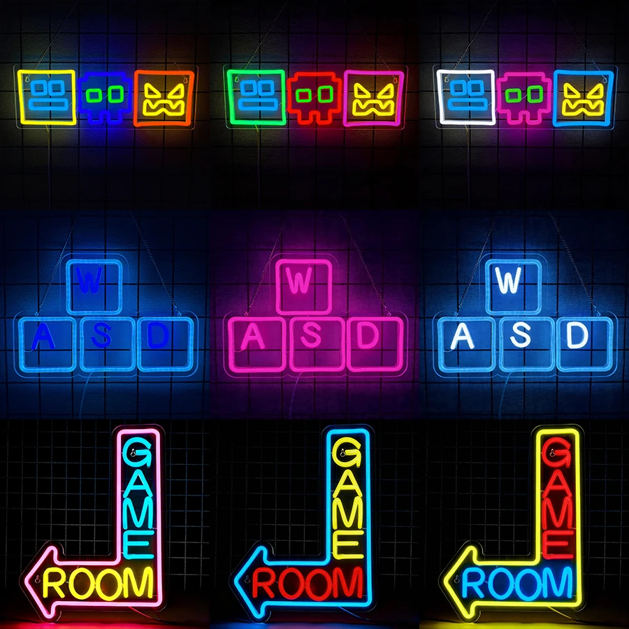 Game Neon Sign for Wall Decor,Gaming LED Neon Lights for Teen Boy Room Decor,USB Light Up Sign for Game Room Bedroom Gamer Party