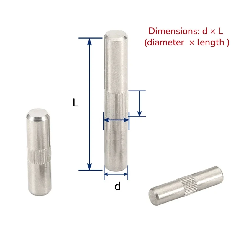 304 Stainless Steel Middle Cylindrical Knurled Pin/Hinge Locating Pin/Toy Connecting Rod Pivot Pin M1.5 ~ M6