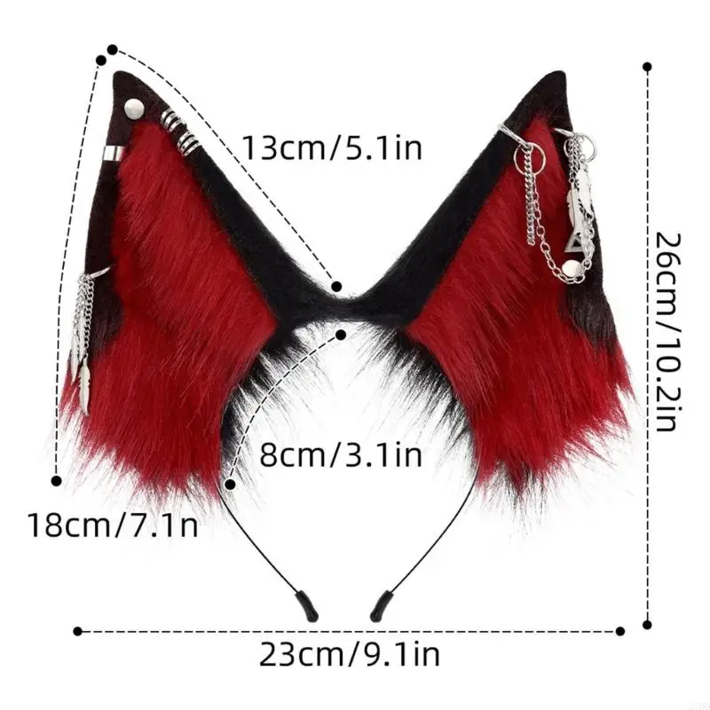 270D Character Role Playing Animal Ear Headbands Soft Plush Wolf Ear Hairband Hair Decoration for Costume Enthusiasts