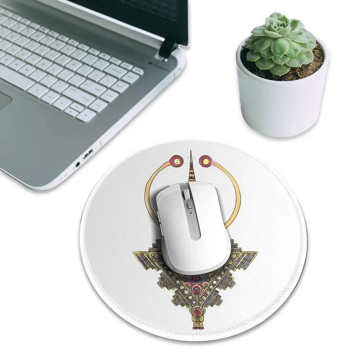 Kabyle Jewelry Amazigh Morocco  Round Mouse Pad Computer Keyboard Mouse Mat Gaming PC Desk Mat Office Accessories Table Mats