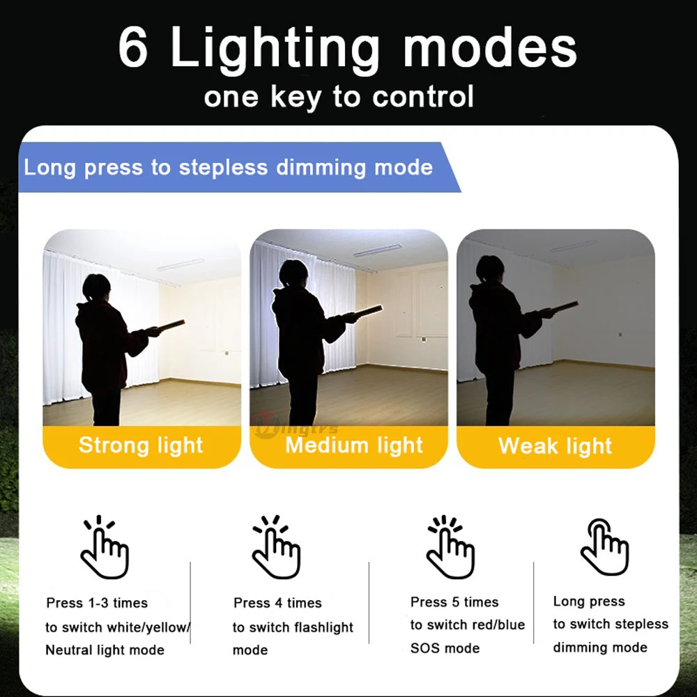 108/156/210 LED Magnetic Work Light with Hook USB Rechargeable Portable Underhood Work Lamp Bar For Car Repair Outdoor Lighting - Image 3