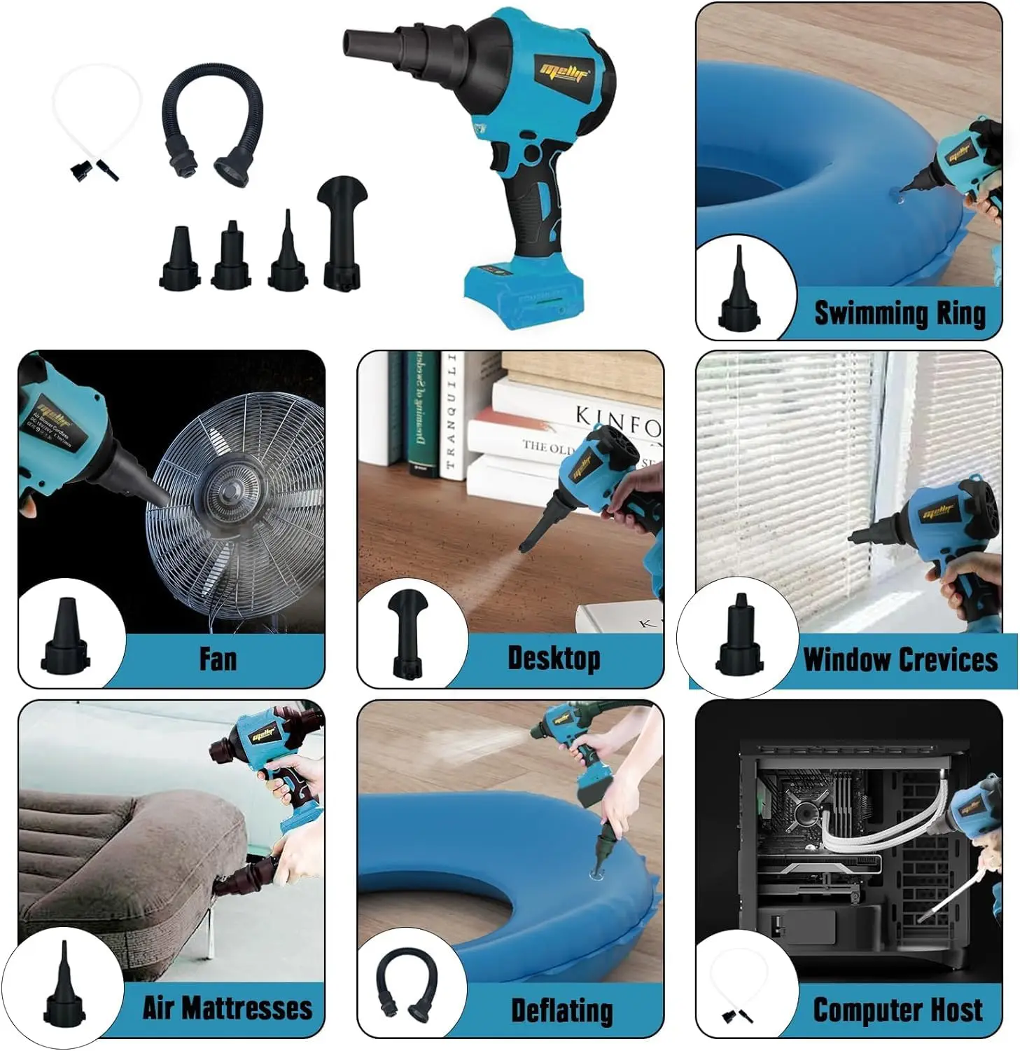 Cordless Compressed Air Duster for Makita 18V Battery Brushless Air Blower Inflatable Pump for PC Keyboard, Pool Toy(Tool Only)