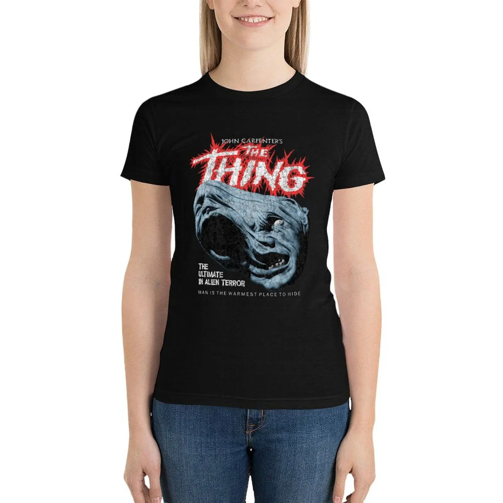 

The Thing Distressed John Carpenter Horror Sci Fi T-Shirt tops shirts graphic tees funny tees t shirt Women