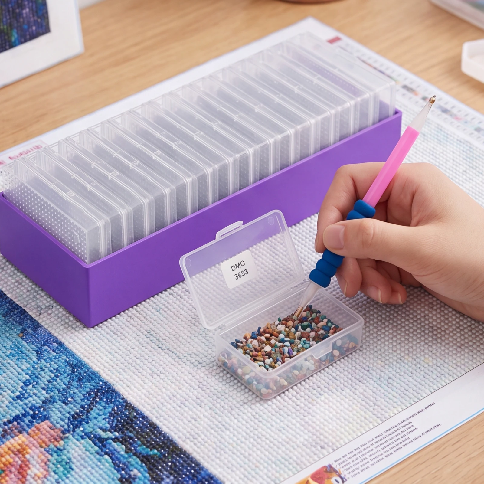 Plastic Storage Containers with 15/30pcs Individual Box Bead Storage Organizer for Small Items Art Craft DIY Jewelry