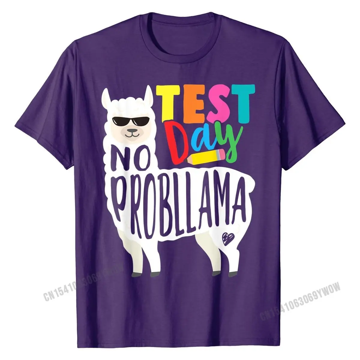 Testing Test Day No Prob Llama Teacher Professor Joke Shirt Top T-shirts for Male Custom Tees Prevailing Street Cotton