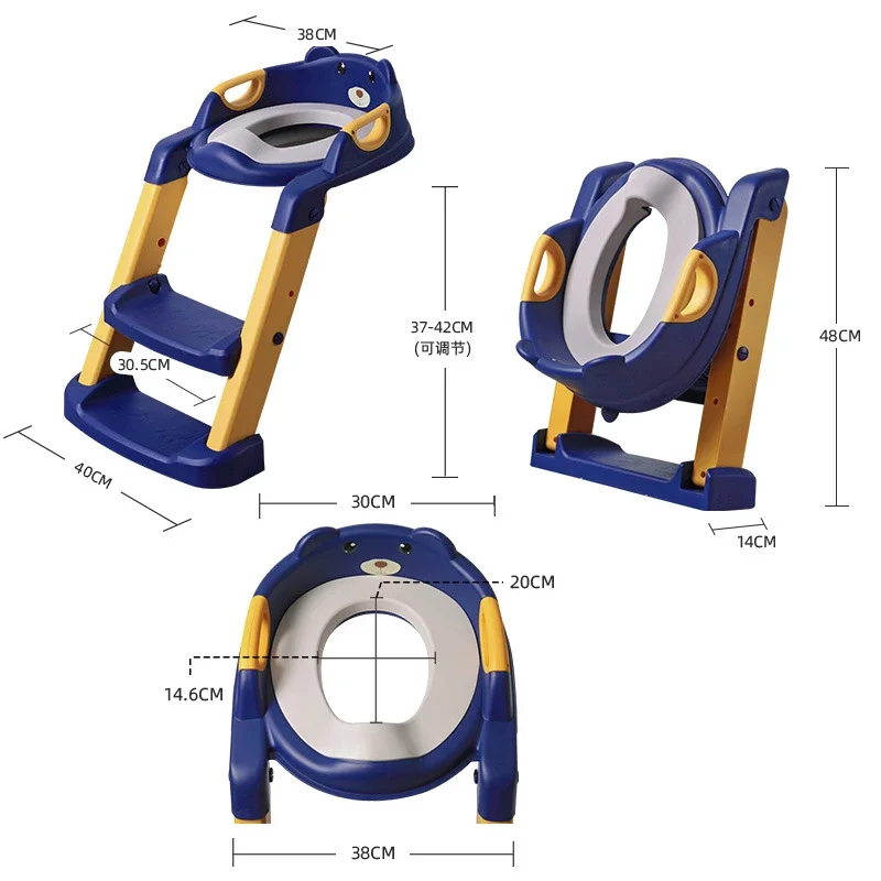 Adjustable Pedal Portable PP Toilet with Ladder Baby Putty Seat Foldable Kid Toilet Seat