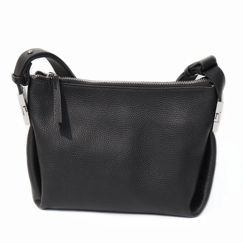 Women Fashion Genuine Leather Shoulder Bags Functional Pockets Handbags Summer Small Bucket Bag Female Messenger Crossbody Purse