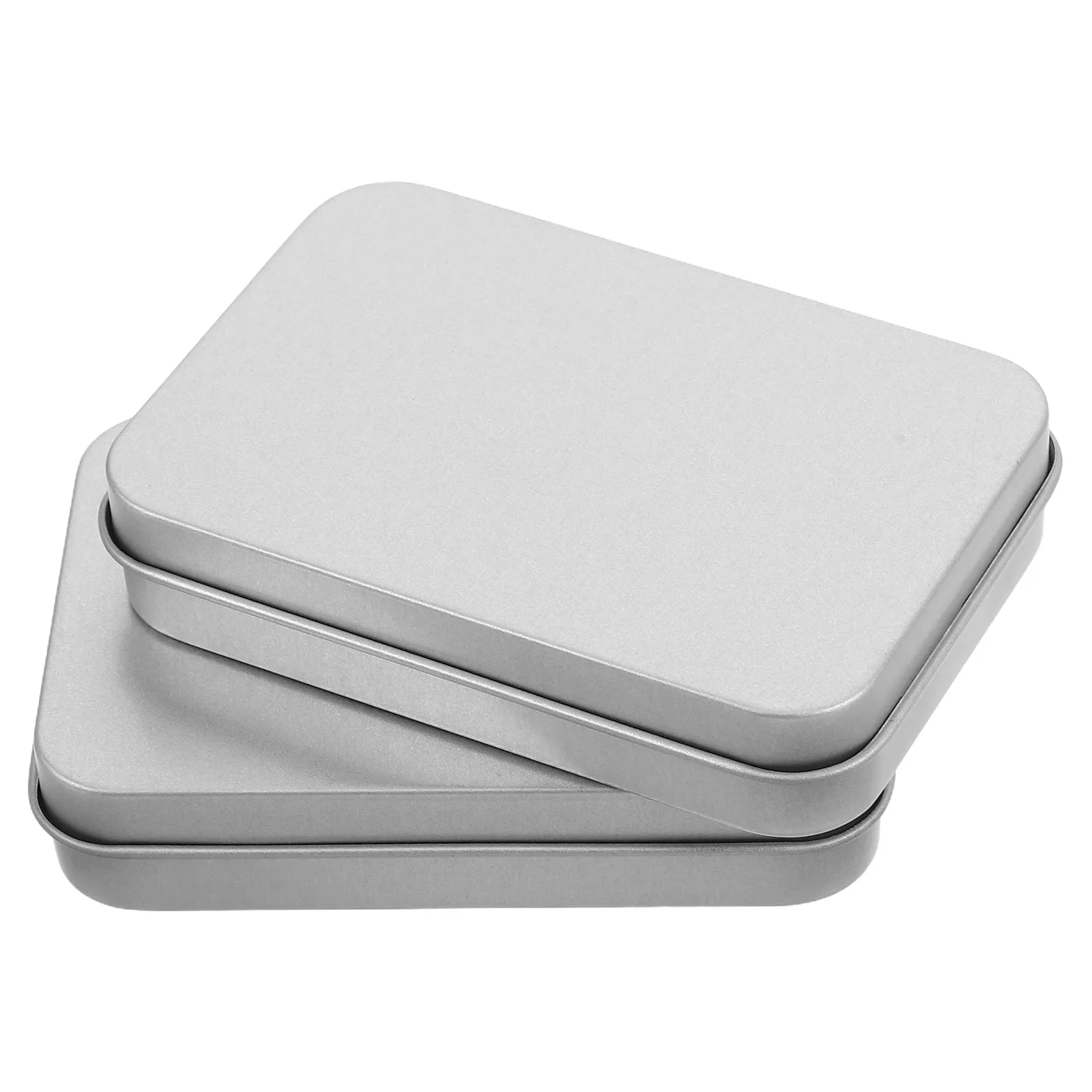

2Pcs Makoutie Mini Rectangular Tinplate Storage Boxes Candy Containers Hinged Lid Small Metal Portable Storage Case
