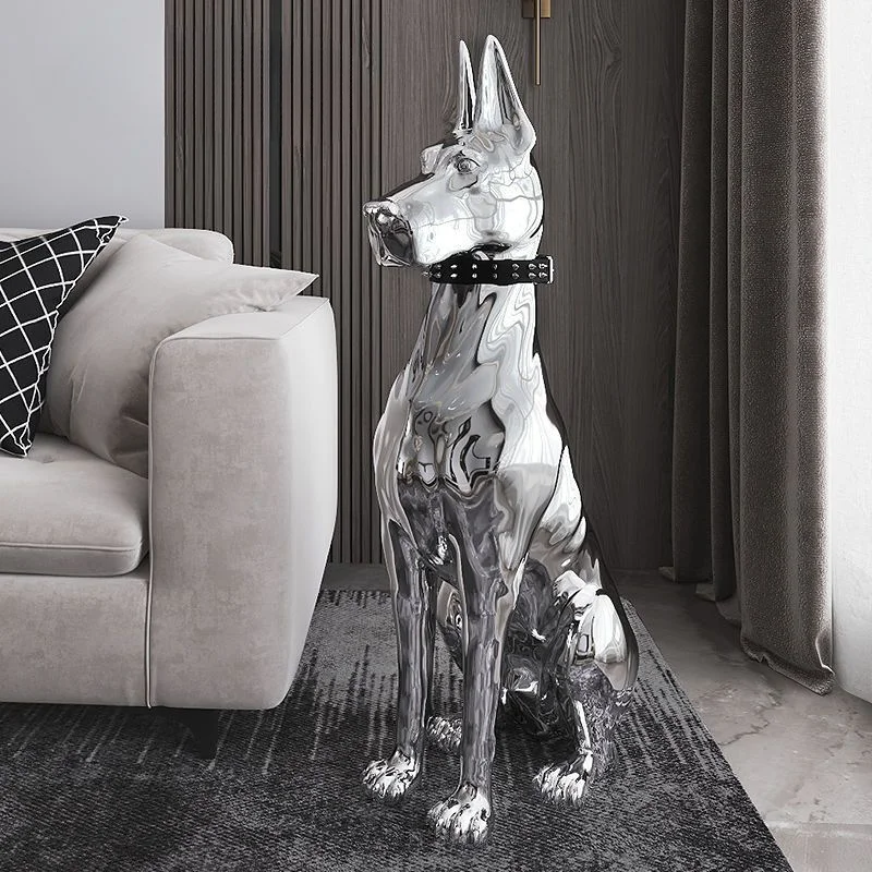 Metal Sculptures Modern Home Accessories Interior Ornaments Living Room Dobermann Decorations for Home Original and Funny Gifts