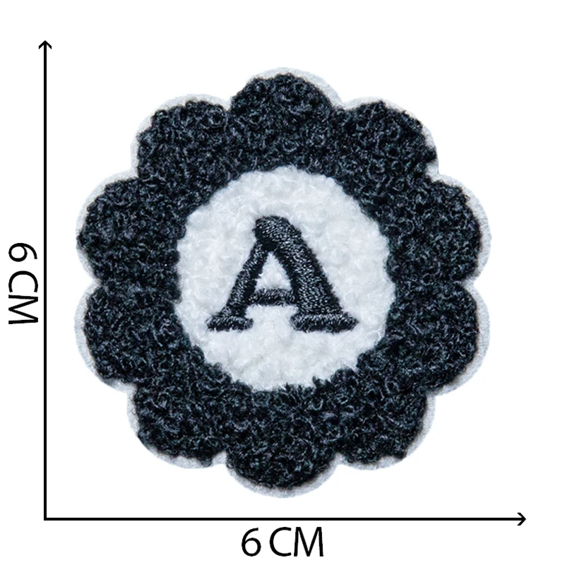 6cm Chenille Embroidery Letter Patch with Towel Back Glue Seal Applique Badge
