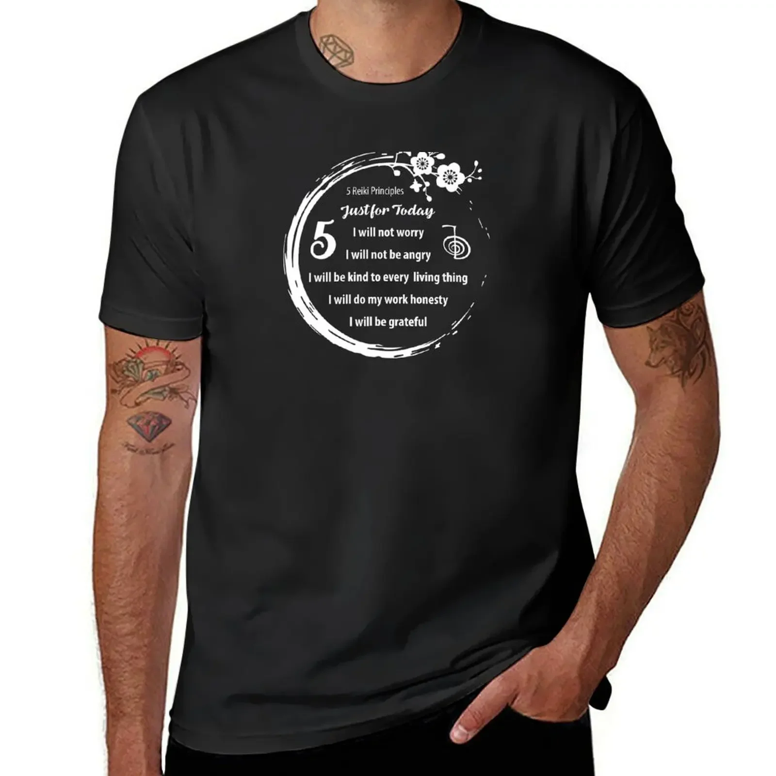 Reiki Principles T-Shirt boys animal print baggy shirts tee shirts for men