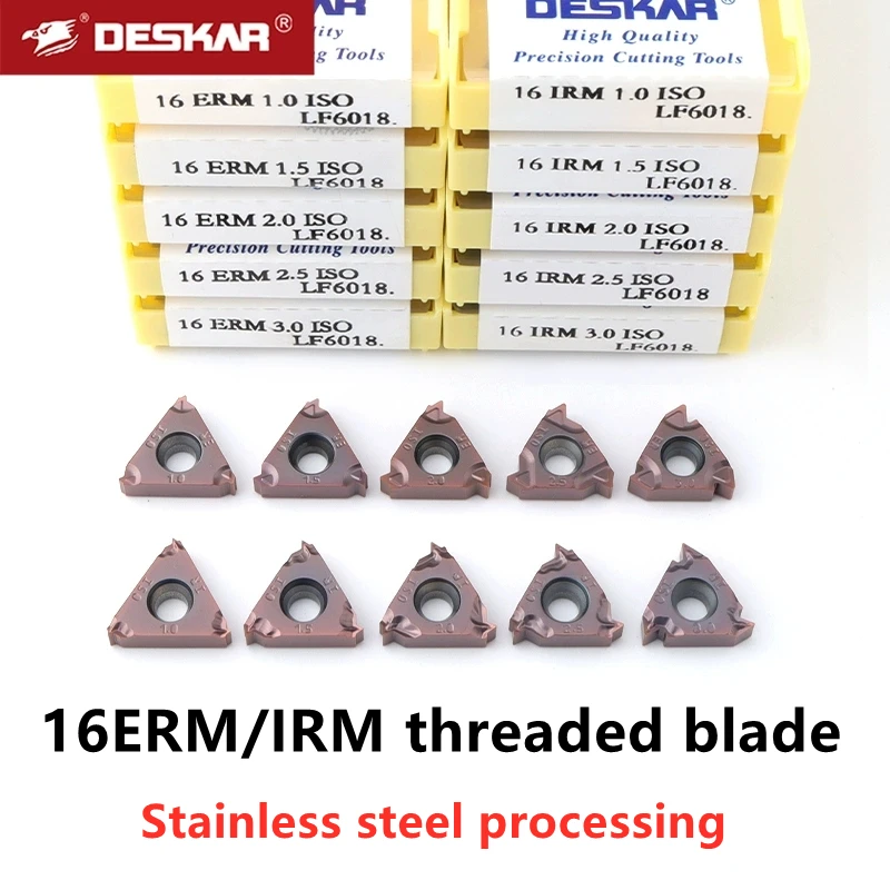 

Deskar 16Erm 16Irm 1.0Iso 1.5Iso 2.0Iso 2.5Iso 3.0Iso Lf6018 6118 Threading Carbide Insert Cnc Lathe Cutter for Stainless Steel