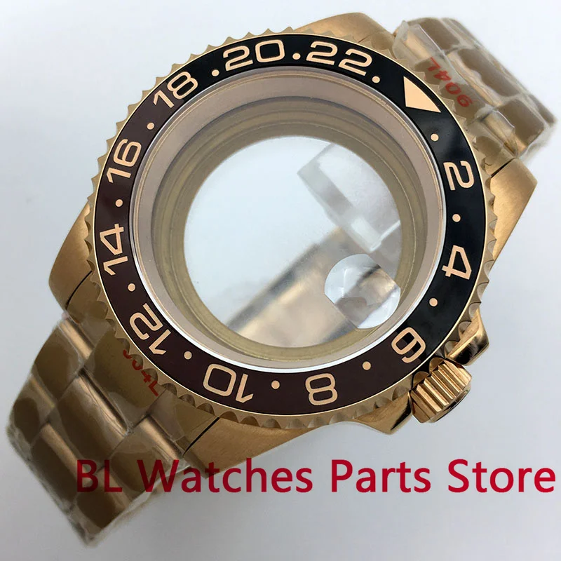 

BLIGER 40mm Rose Gold Watch Case Fits NH34NH35NH36 ETA2824 2836 MIYOTA Jubilee Strap Sapphire Glass Ceramic Bezel