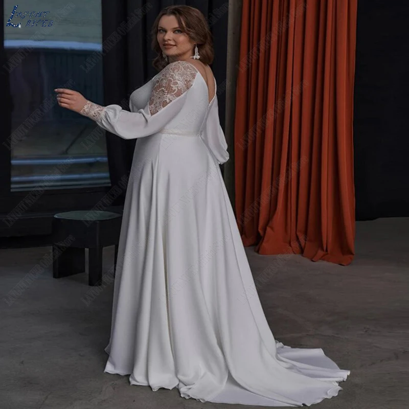 Tata letak NICEB gaun pernikahan Backless Lengan Panjang Chiffon kereta Sweep A-Line putih 2023 Plus ukuran gaun pengantin Robe De marifee