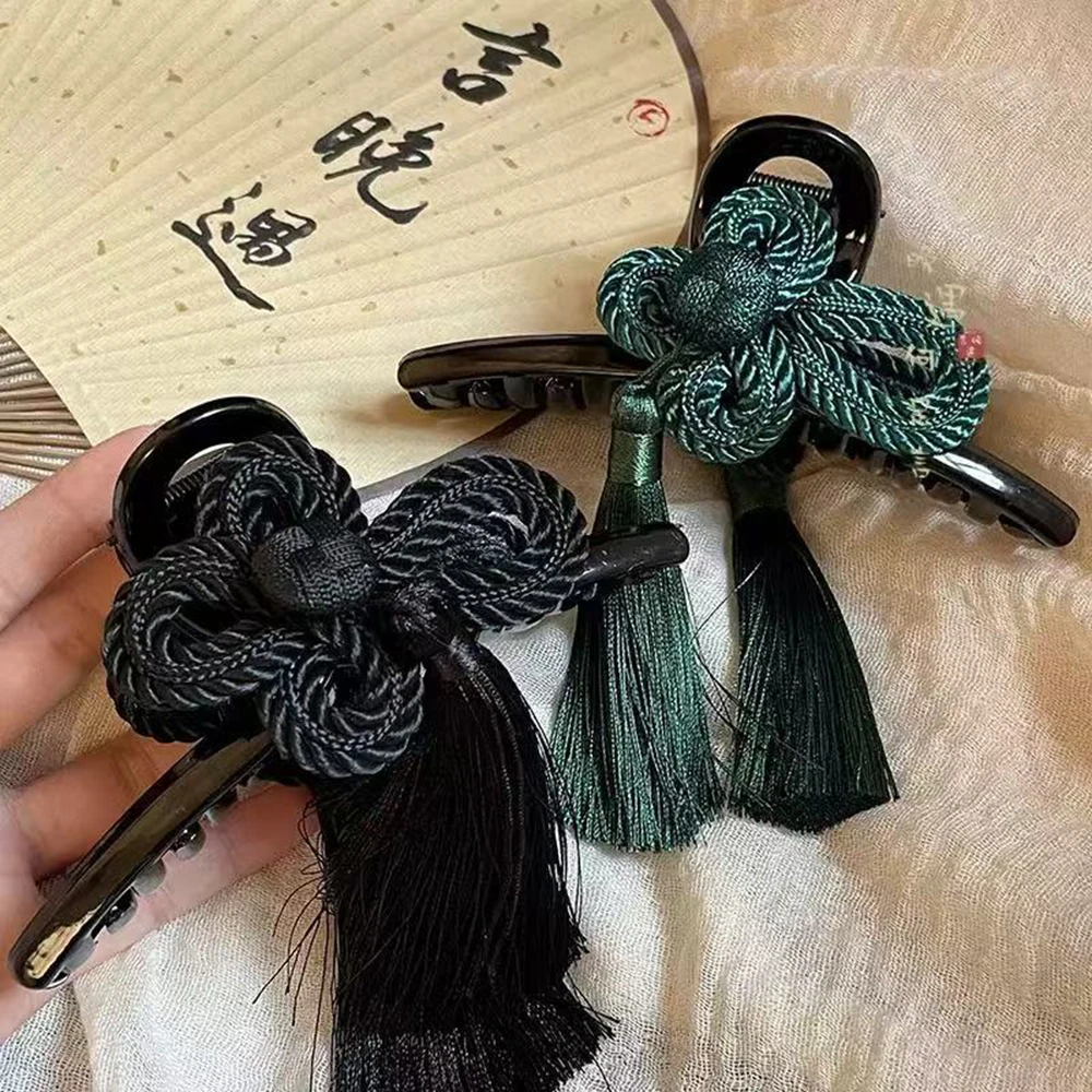 Elegant Cheongsam Style Hair Grasp Dignified Braided Updo Hanfu Hair Accessories Tassel Traditional Chinese knot Hair Claw