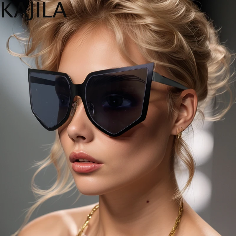 

Oversized Sexy Cat Eye Sunglasses Women Big Frame 2025 Luxury Vintage Windproof Sun Glasses For Lady Metal Shades Shield Eyewear